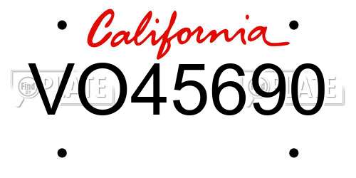 VO45690 California License Plate