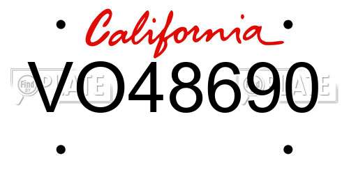 VO48690 California License Plate