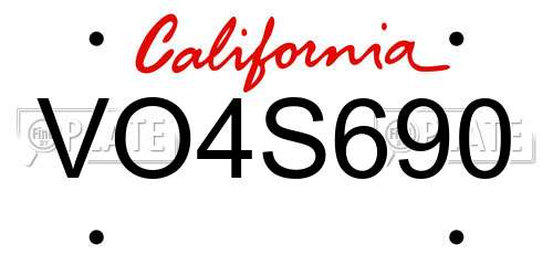 VO4S690 California License Plate