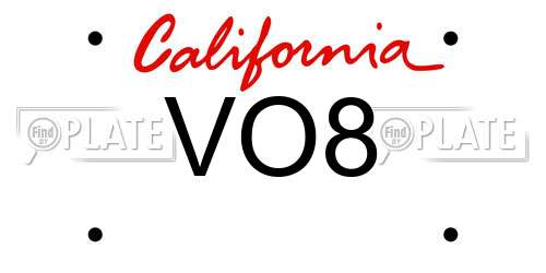 VO8 California License Plate