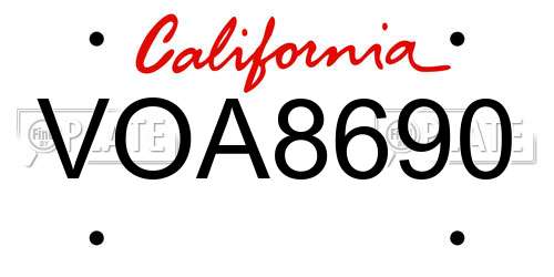 VOA8690 California License Plate