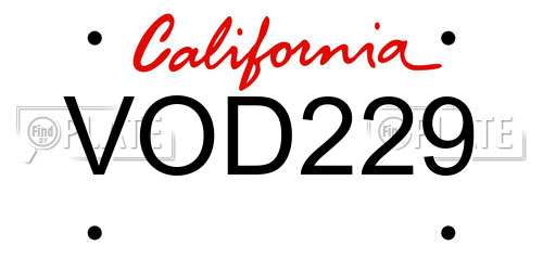 VOD229 California License Plate