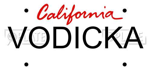 VODICKA California License Plate