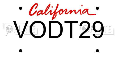 VODT29 California License Plate