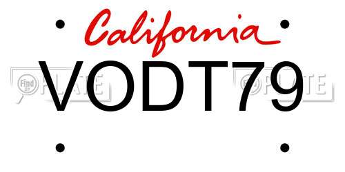 VODT79 California License Plate