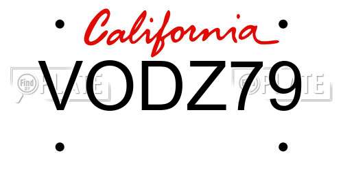 VODZ79 California License Plate