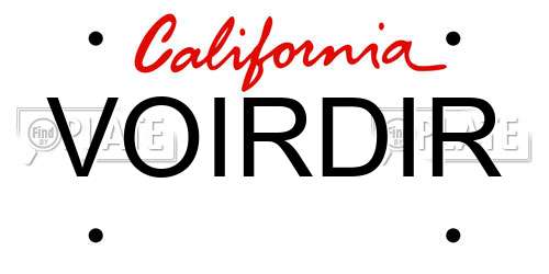 VOIRDIR California License Plate