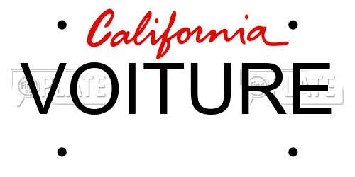 VOITURE California License Plate