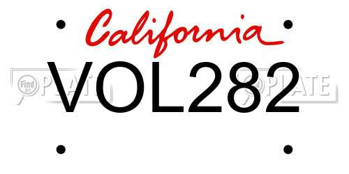 VOL282 California License Plate