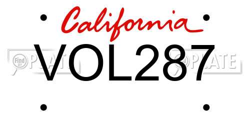 VOL287 California License Plate