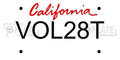VOL28T California License Plate