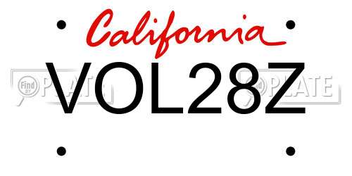 VOL28Z California License Plate