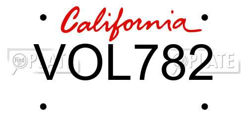 VOL782 California License Plate