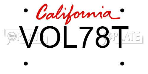 VOL78T California License Plate