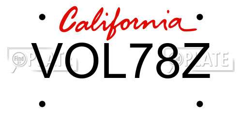 VOL78Z California License Plate