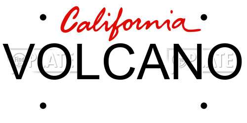 VOLCANO California License Plate