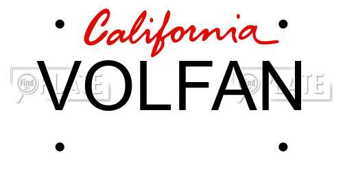 VOLFAN California License Plate