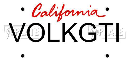 VOLKGTI California License Plate