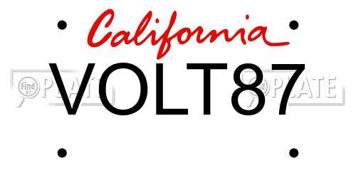 VOLT87 California License Plate
