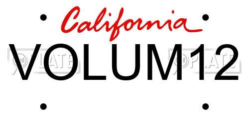 VOLUM12 California License Plate