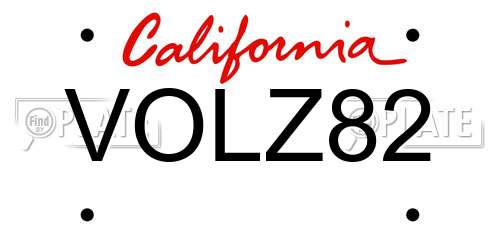 VOLZ82 California License Plate