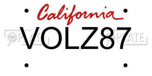 VOLZ87 California License Plate