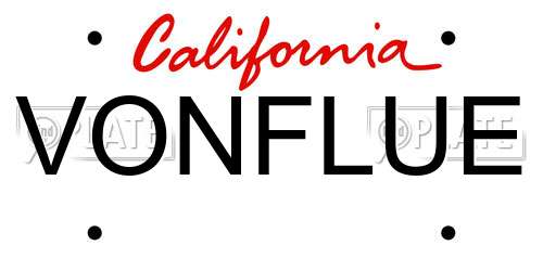 VONFLUE California License Plate