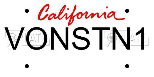 VONSTN1 California License Plate