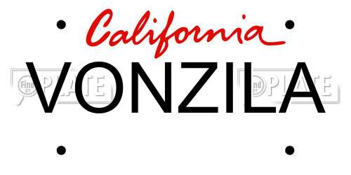 VONZILA California License Plate
