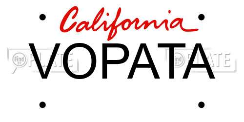 VOPATA California License Plate