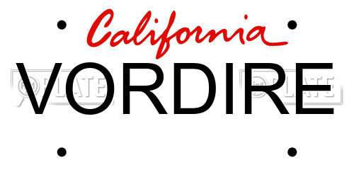 VORDIRE California License Plate