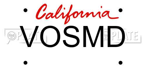 VOSMD California License Plate