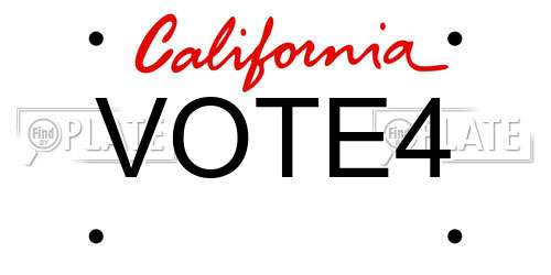 VOTE4 California License Plate