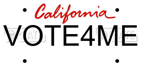 VOTE4ME California License Plate