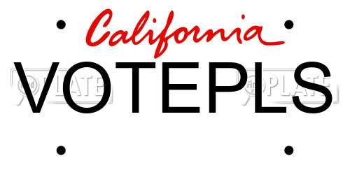 VOTEPLS California License Plate
