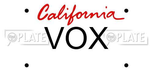 VOX California License Plate