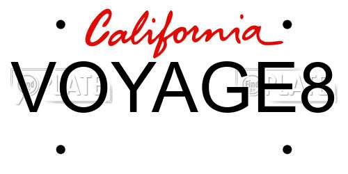 VOYAGE8 California License Plate