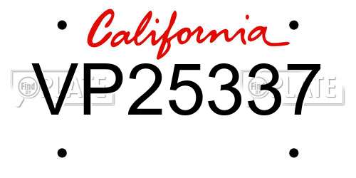 VP25337 California License Plate