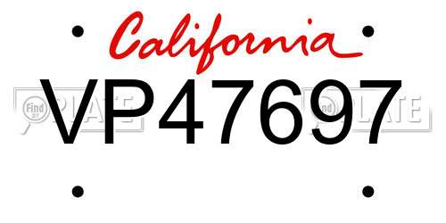 VP47697 California License Plate
