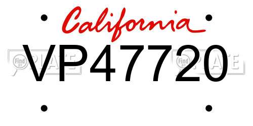 VP47720 California License Plate
