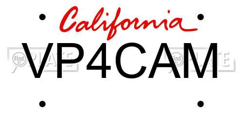 VP4CAM California License Plate