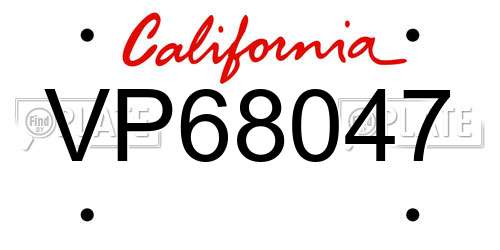 VP68047 California License Plate