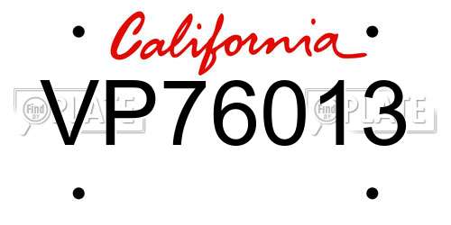 VP76013 California License Plate