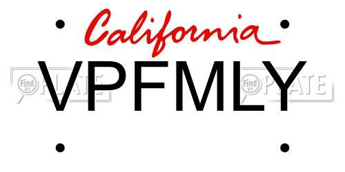 VPFMLY California License Plate