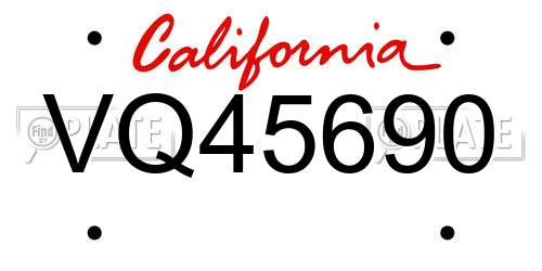 VQ45690 California License Plate