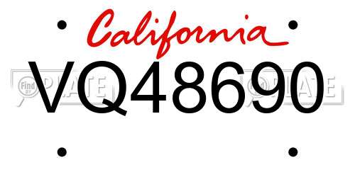 VQ48690 California License Plate