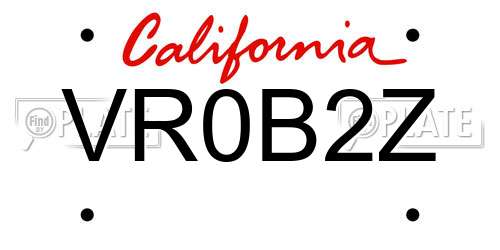 VR0B2Z California License Plate