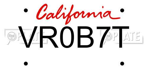 VR0B7T California License Plate