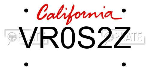 VR0S2Z California License Plate