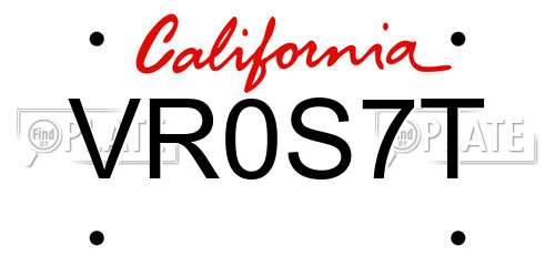 VR0S7T California License Plate